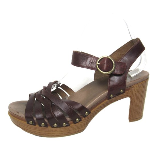 Dansko Dawson 41 US 10.5 11 Reddish Brown Vintage Ruby Platform Sandals Heels - Picture 3 of 12